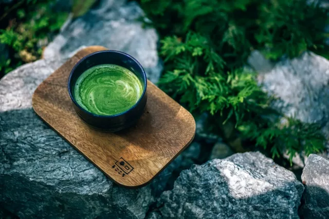 Photo by NipananLifestyle.com 1 Photo of Matcha Drink on a Wooden Tray